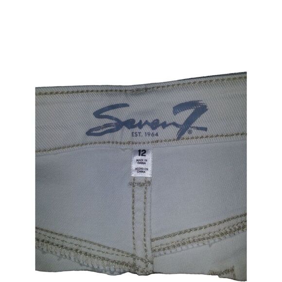 Seven7 Jeans Slim Straight Jeans Women Sz 12 White Denim Everyday Boho - Picture 6 of 9